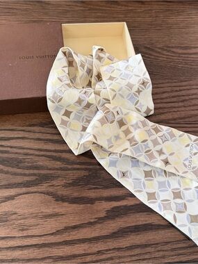 Vintage Louis Vuitton Ribbon Scarf, Bandeau, Silk